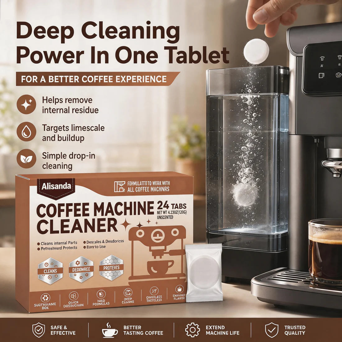 🔥LAST DAY BUY 1 GET 1 FREE 12 Count Coffee Maker Cleaner Tablets, This cleaning product eliminates limescale and odors
