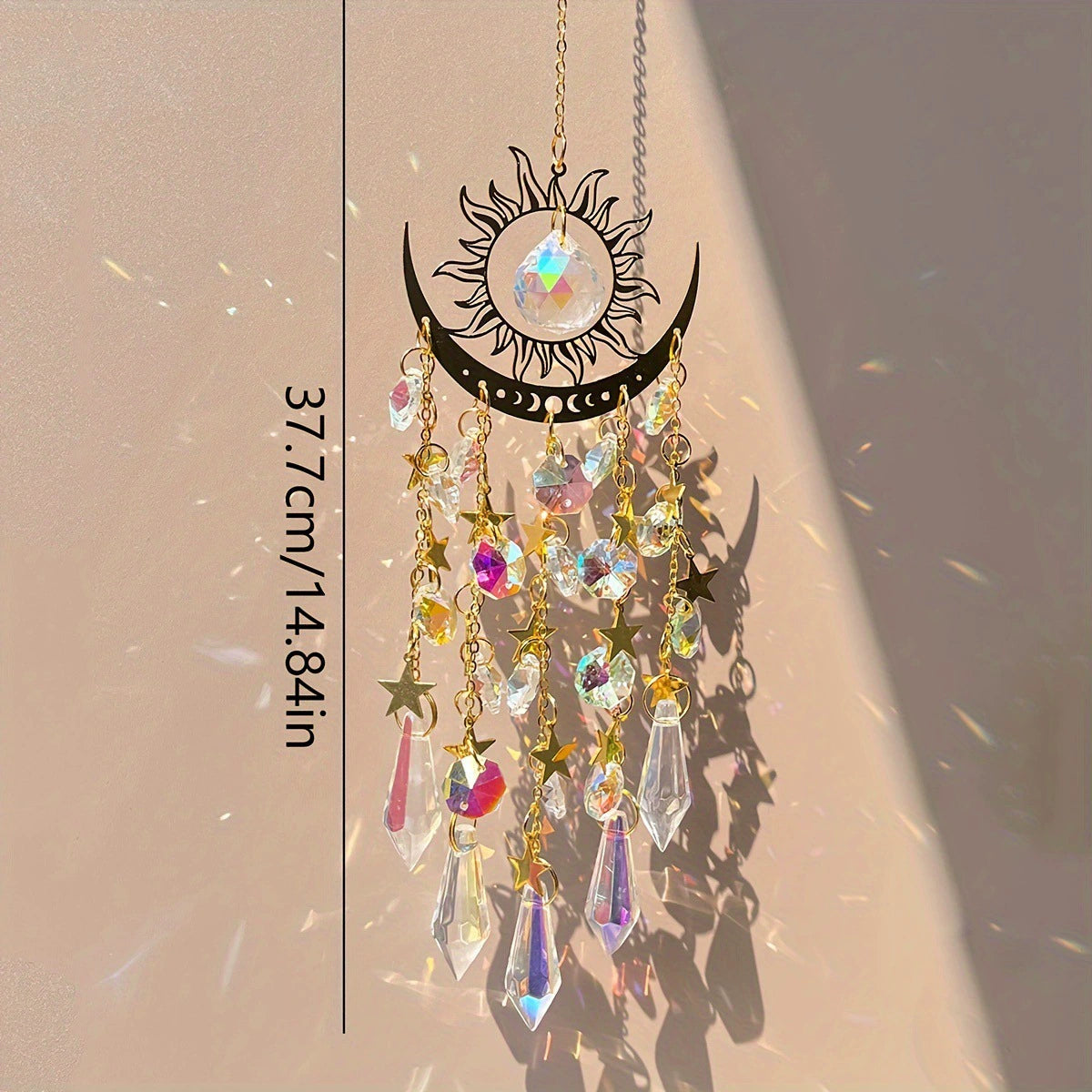 Golden Flame Moon Crystal Pendant