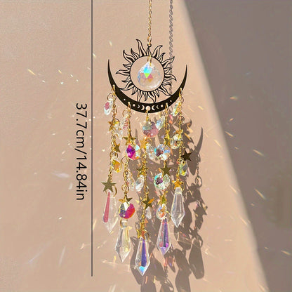 Golden Flame Moon Crystal Pendant