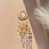 Golden Flame Moon Crystal Pendant
