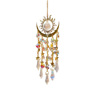 Golden Flame Moon Crystal Pendant