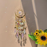 Golden Flame Moon Crystal Pendant