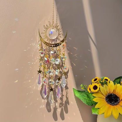 Golden Flame Moon Crystal Pendant