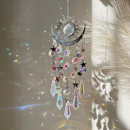 Golden Flame Moon Crystal Pendant
